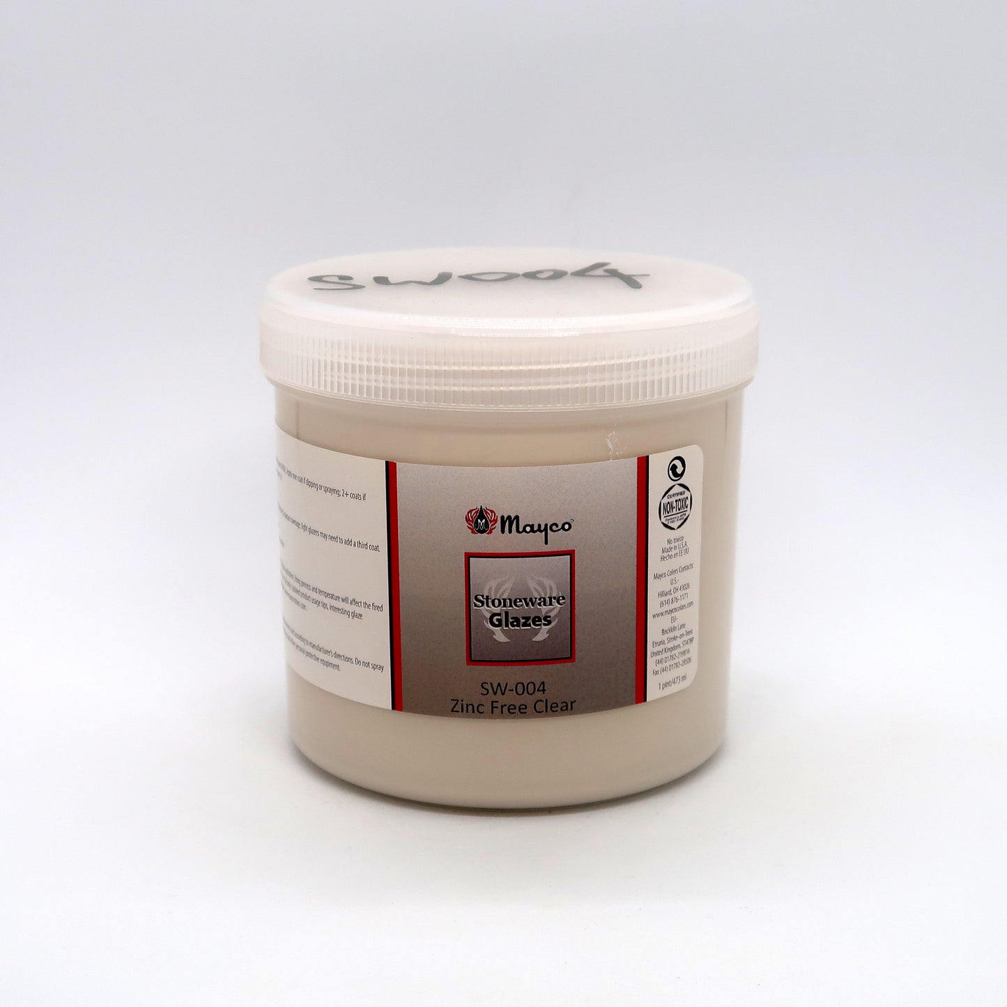 MAYCO Stoneware Clear Glaze - SW-004 Zinc Free Clear - 無鋅亮面透明釉 (16oz)