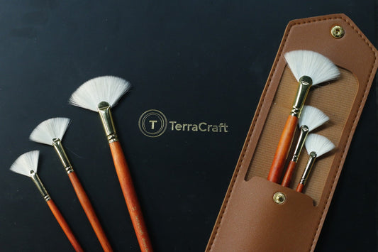 TerraCraft - Wool Brush Fan Set with Leather Case