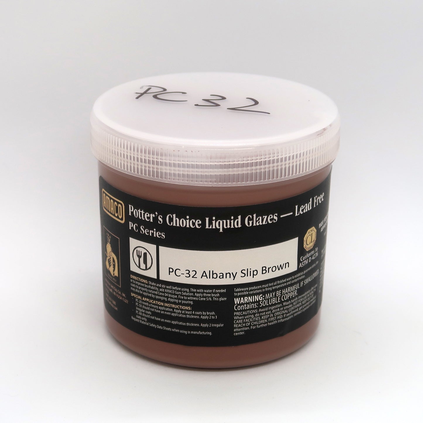 AMACO Potter's Choice - PC-32 Albany Slip Brown (16oz)